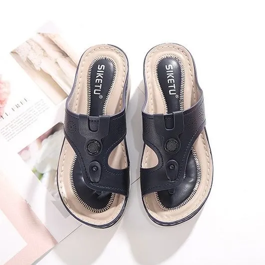 OCW Women Vintage Flip-flops Waterproof Wedge Orthopedic Sandals
