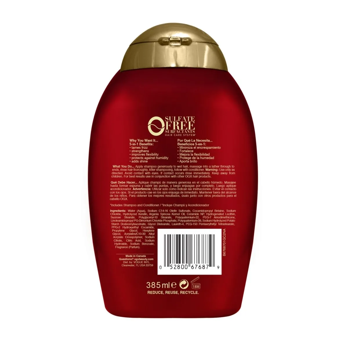 OGX 5 in 1 Benefits Shampoo For Frizzy Hair 385mL