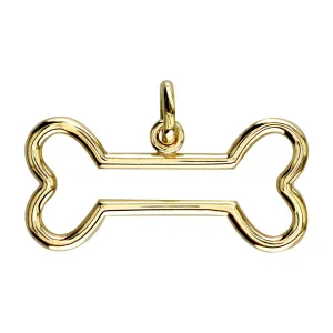 Open Dog Bone Charm in 14K Yellow Gold