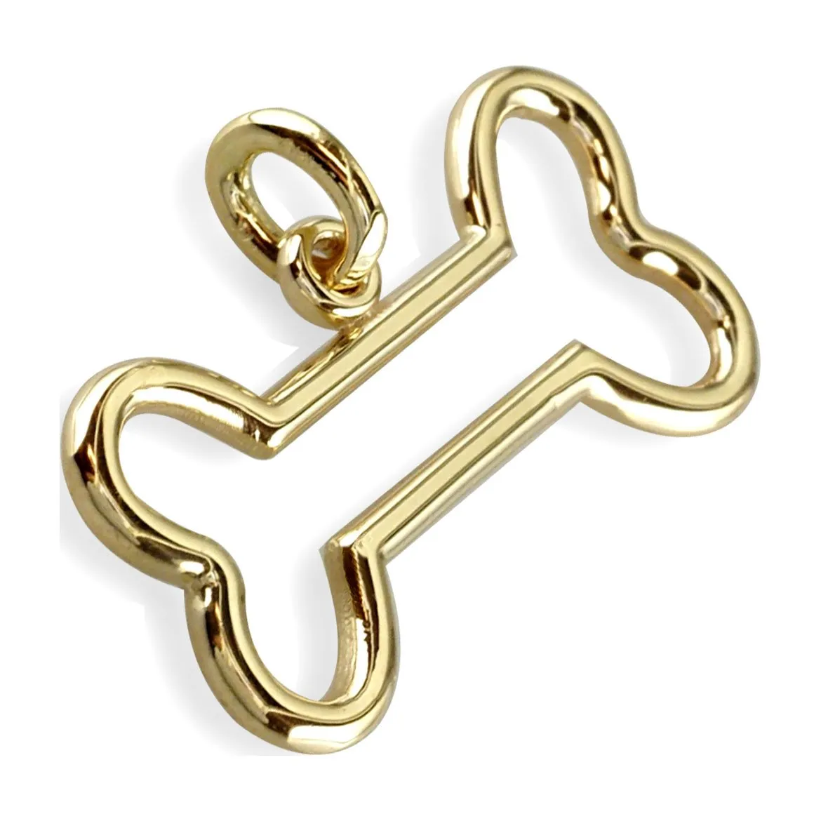 Open Dog Bone Charm in 14K Yellow Gold
