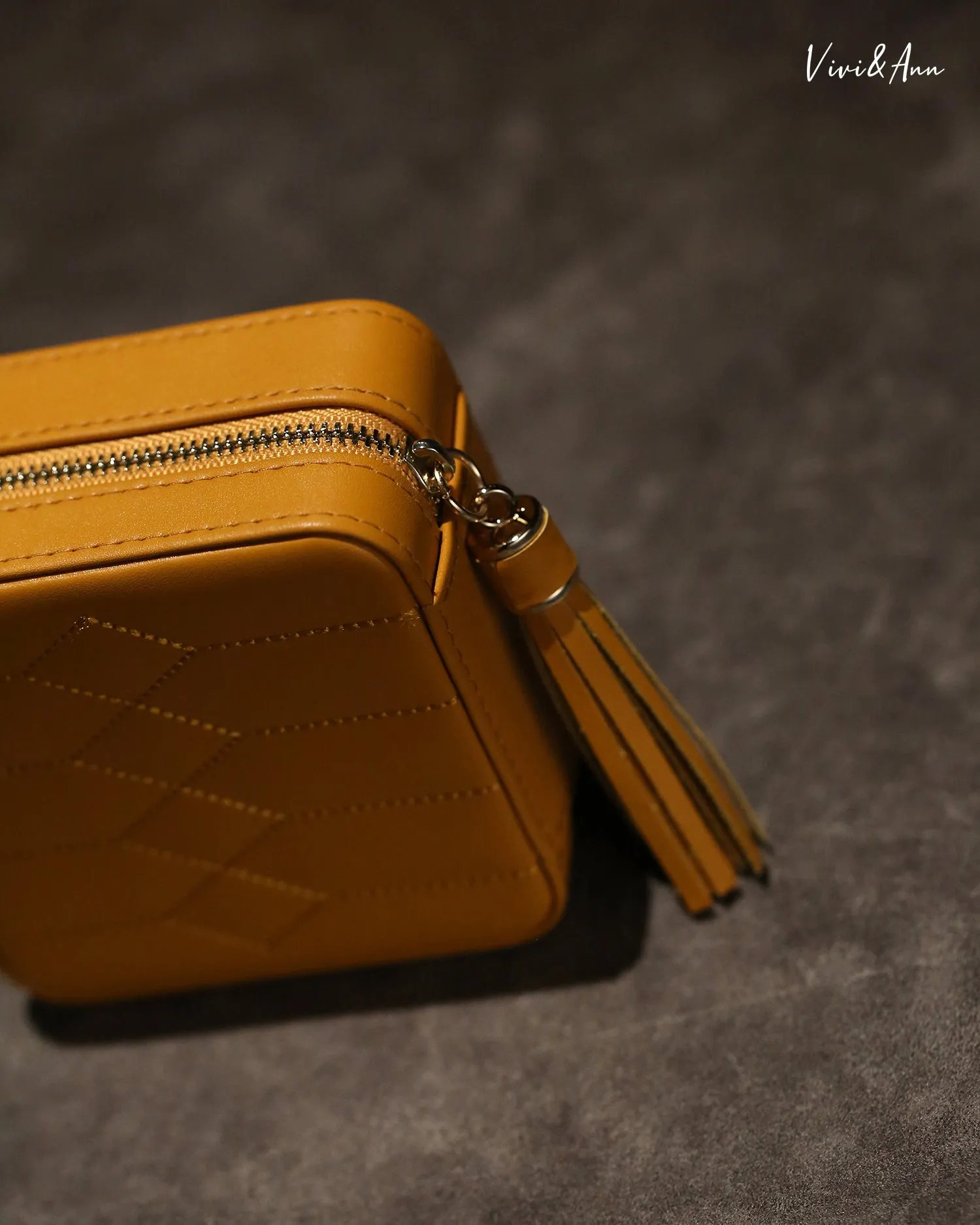 Orange Leather Travel Jewelry Case