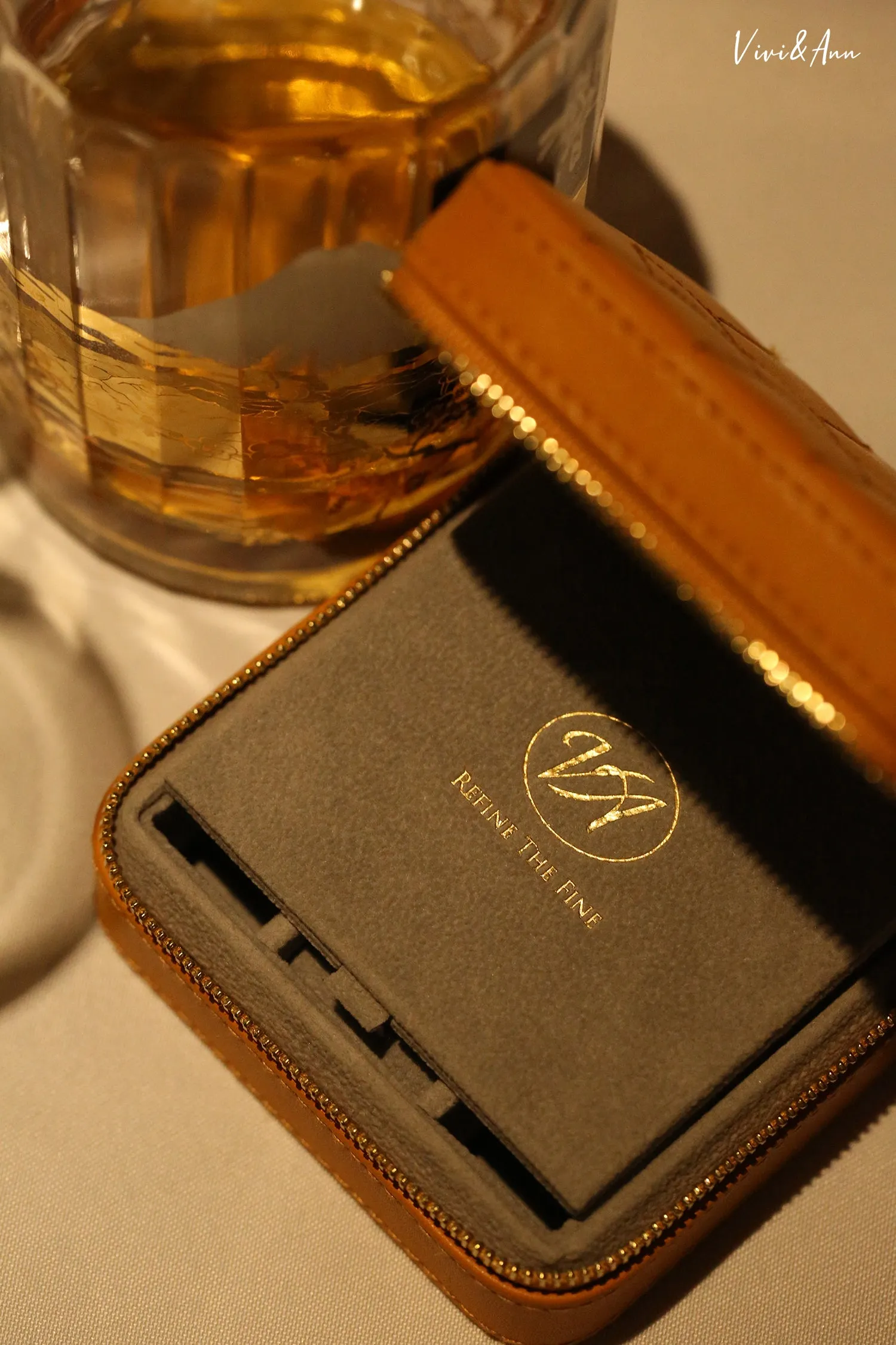 Orange Leather Travel Jewelry Case