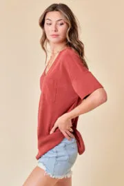 Oversized V-Neck Knit Top