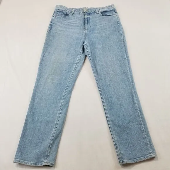 Paige Sarah Slim Crop Jeans High Rise Stretchy Denim In Harmonic Blue Size 32