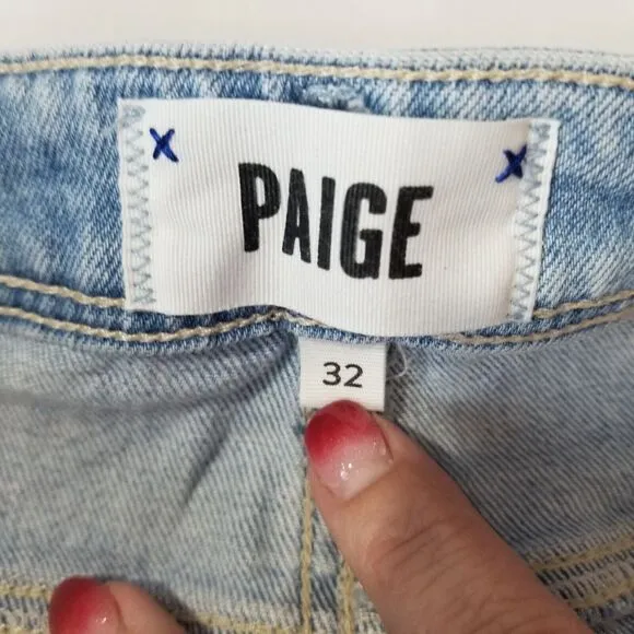 Paige Sarah Slim Crop Jeans High Rise Stretchy Denim In Harmonic Blue Size 32