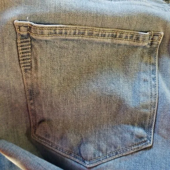 Paige Sarah Slim Crop Jeans High Rise Stretchy Denim In Harmonic Blue Size 32