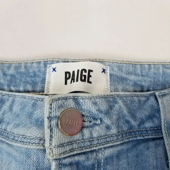 Paige Sarah Slim Crop Jeans High Rise Stretchy Denim In Harmonic Blue Size 32