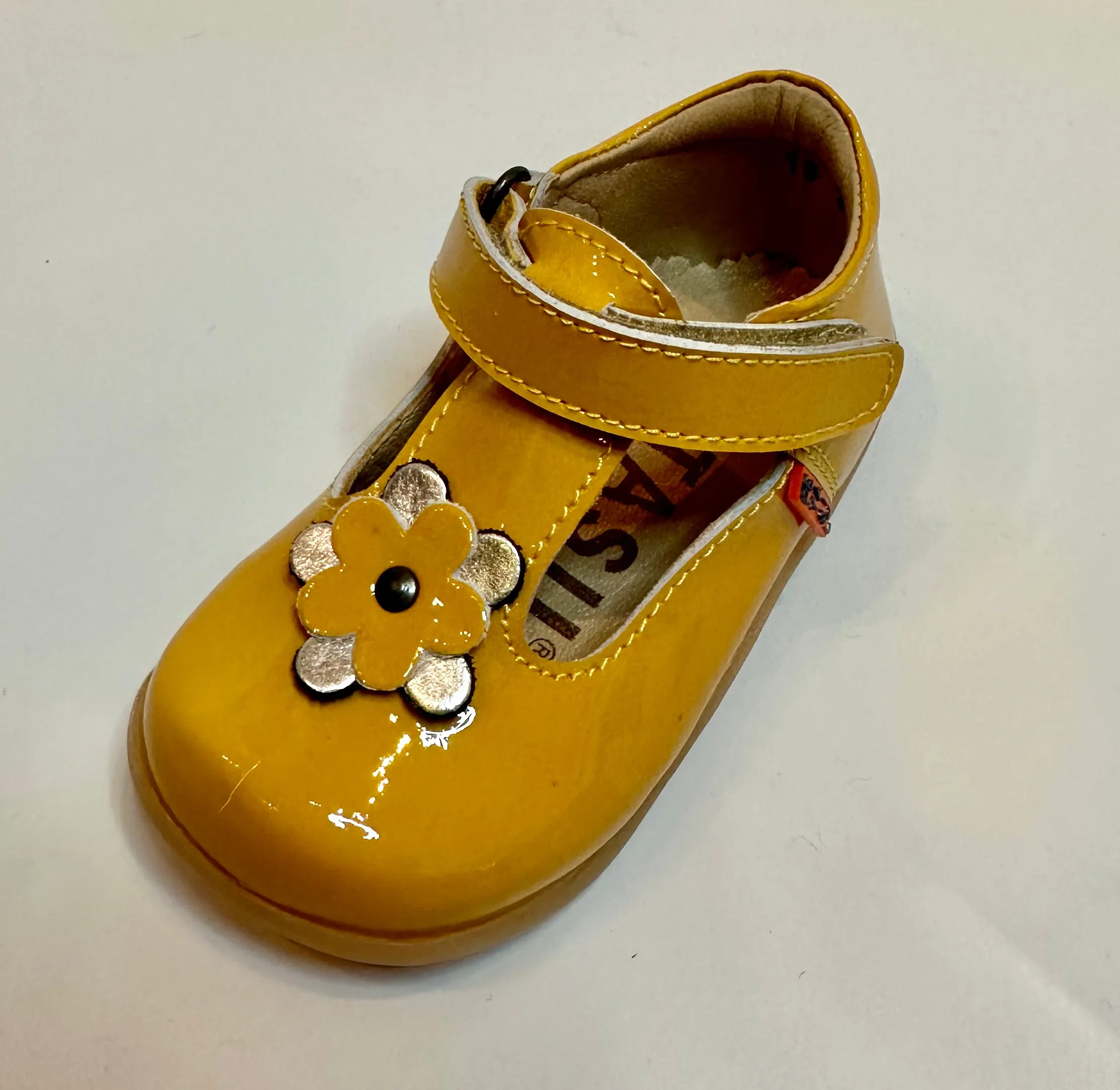 Petasil Fern Mustard Patent Leather First Walker Shoe
