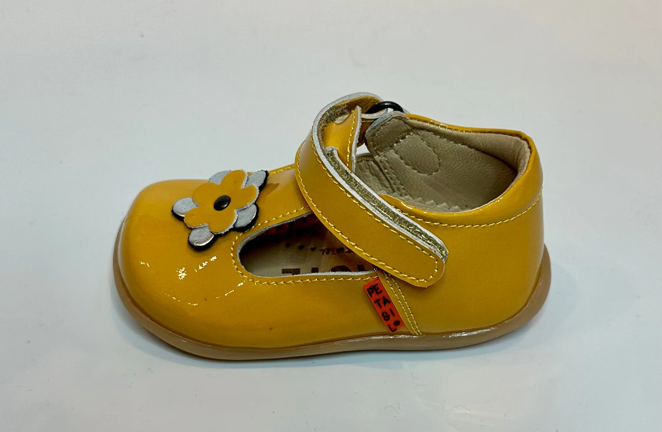 Petasil Fern Mustard Patent Leather First Walker Shoe