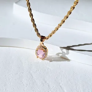 Pink Oval Rope Necklace
