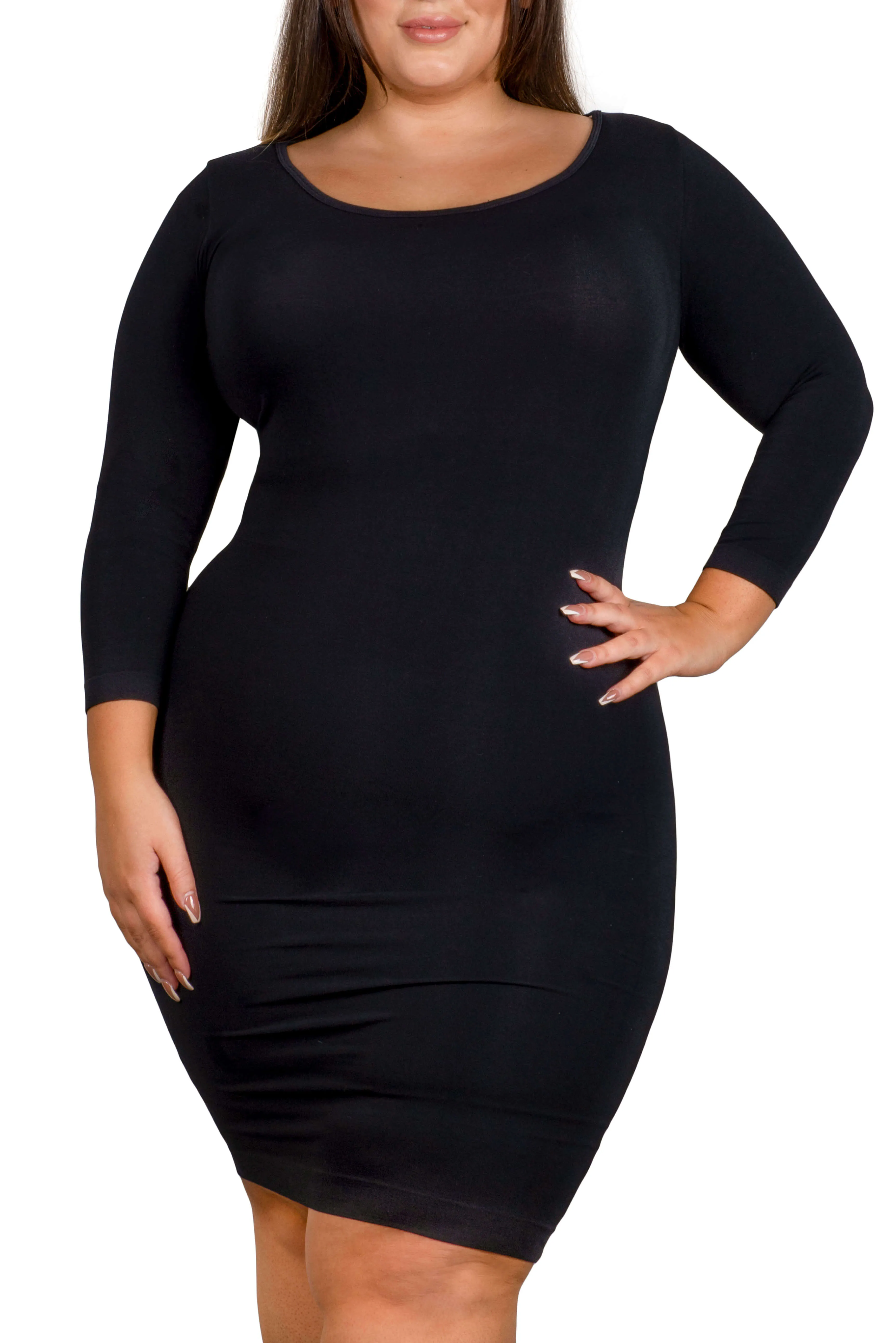 Plus Size Bamboo 3/4 Sleeve Dress -2 Pack