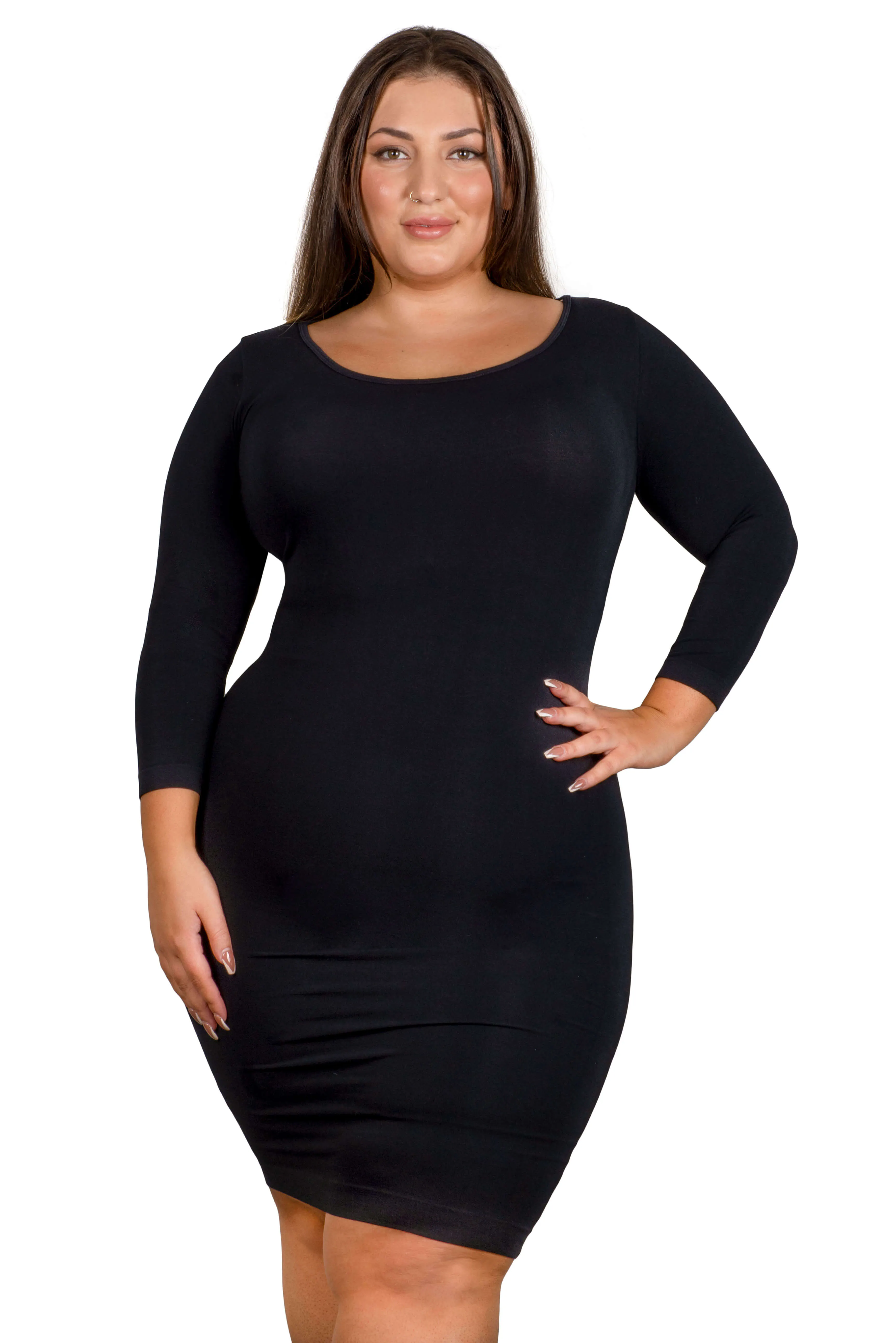 Plus Size Bamboo 3/4 Sleeve Dress -2 Pack