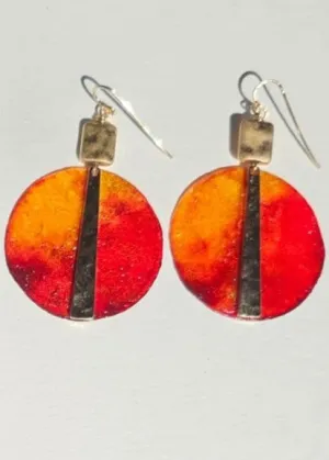 "Roc-N-Lobes Earrings" ( Orange Sheer Shell) by Michele L. Scott