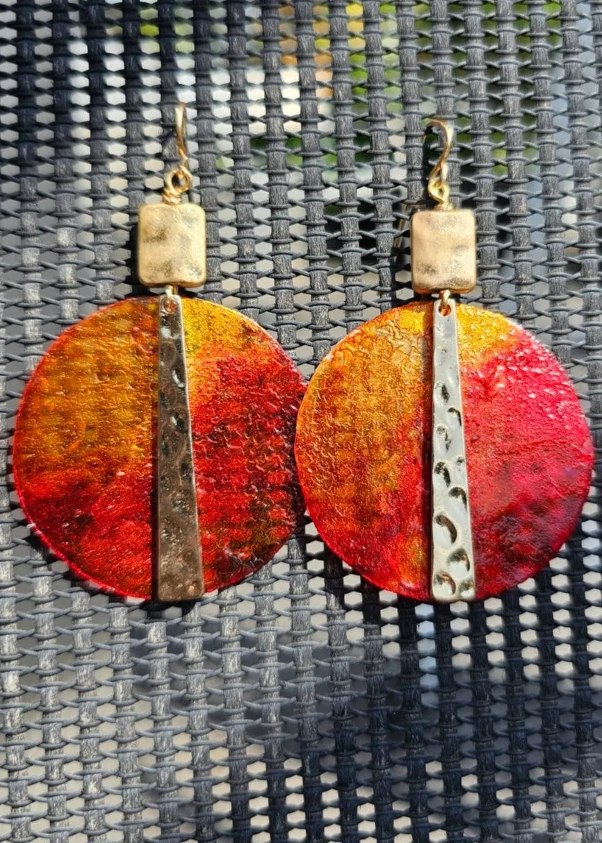 "Roc-N-Lobes Earrings" ( Orange Sheer Shell) by Michele L. Scott