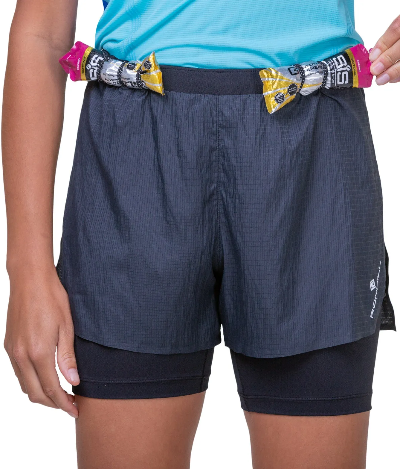 Ronhill Tech Race Twin 2 In 1 Womens Running Shorts - Black