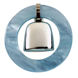 Salisbury Sterling Silver Teething Ring Baby Rattle - Blue