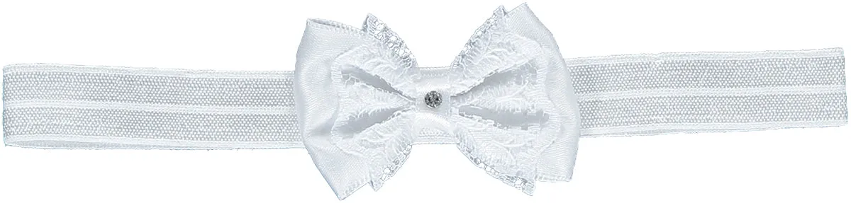 Satin White Bow Swarovski Headband