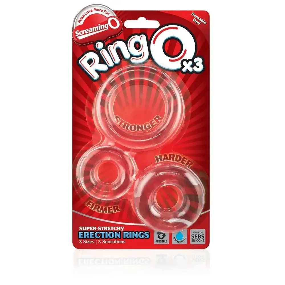 Screaming o Silicone Clear Stretchy Cock Ring Set