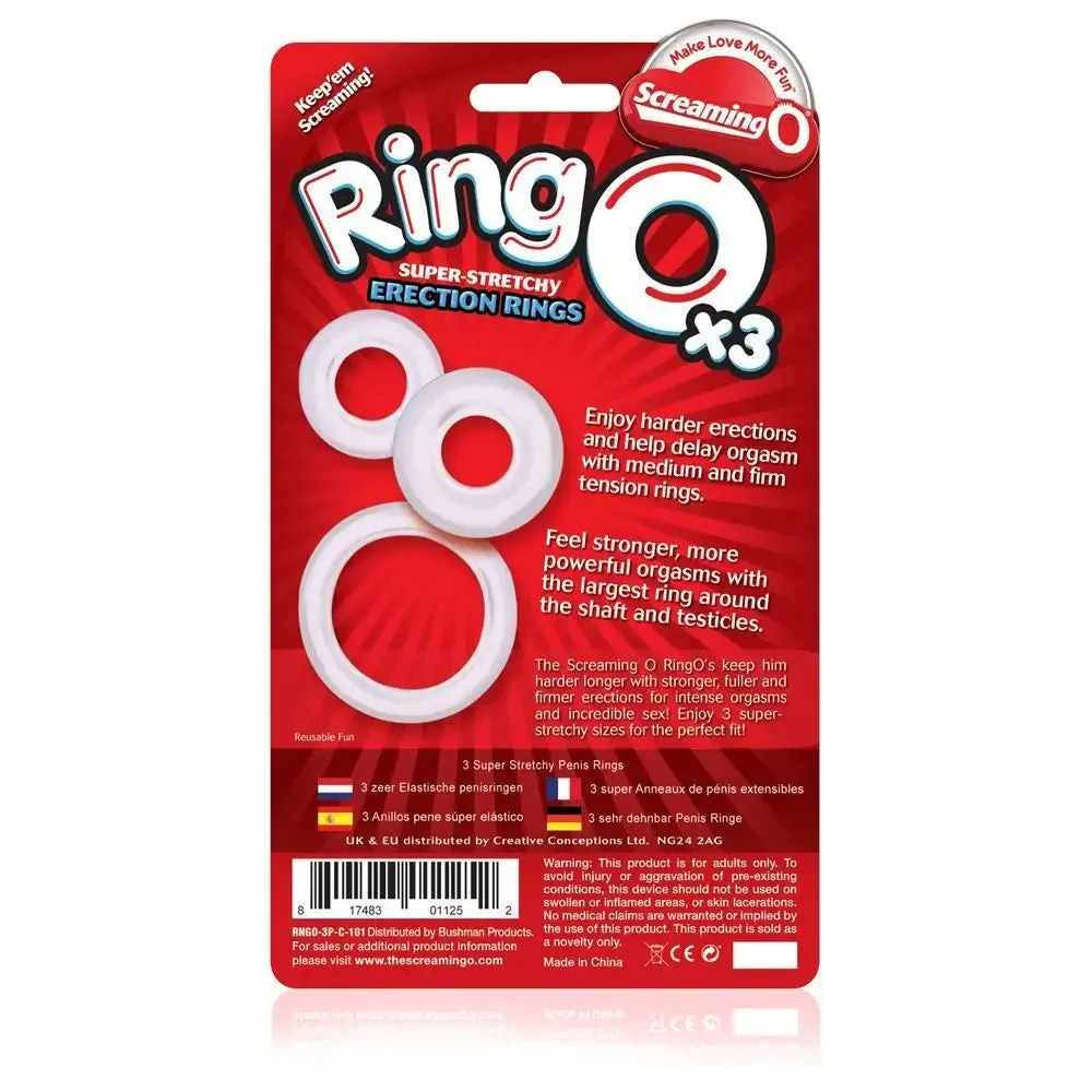 Screaming o Silicone Clear Stretchy Cock Ring Set
