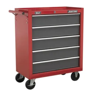 Sealey 5 Drawer Rollcab with Ball-Bearing Slides - Red/Grey - D