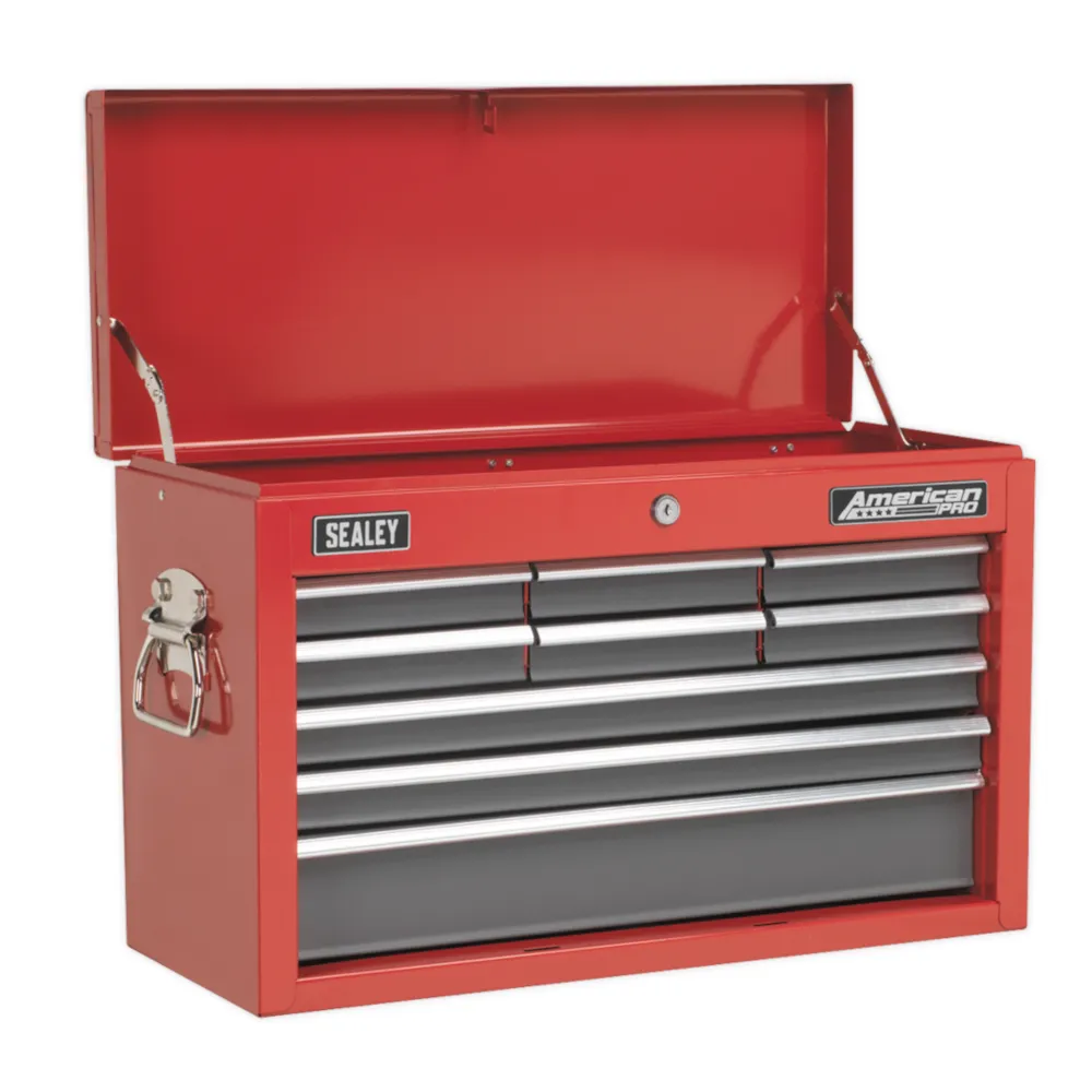 Sealey 9 Drawer Topchest with Ball Bearing Slides - Red/Grey - B