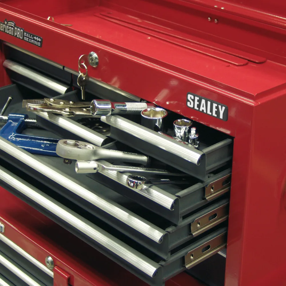 Sealey 9 Drawer Topchest with Ball Bearing Slides - Red/Grey - B