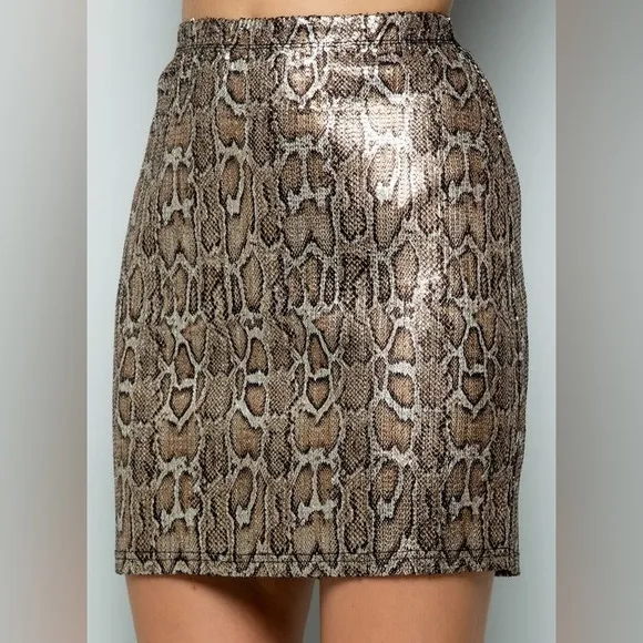 Sequin Stretch Snake Skin Mini Skirt. Size S-L. NEW!