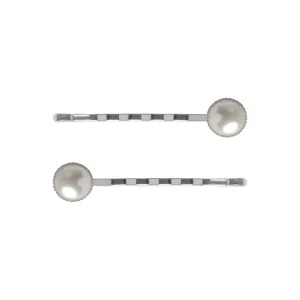 Silver Pearl Hair Slide Set