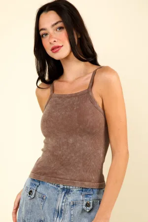 Slim Fit Soft Stretchy Washed Knit Tank