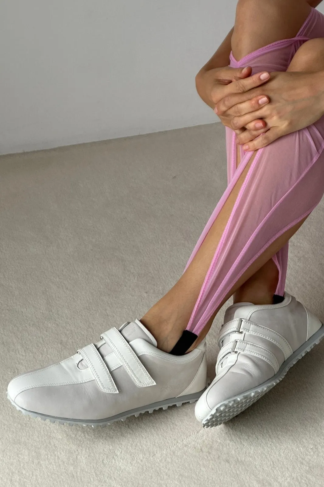 SQUARE-TOE LEATHER SNEAKERS