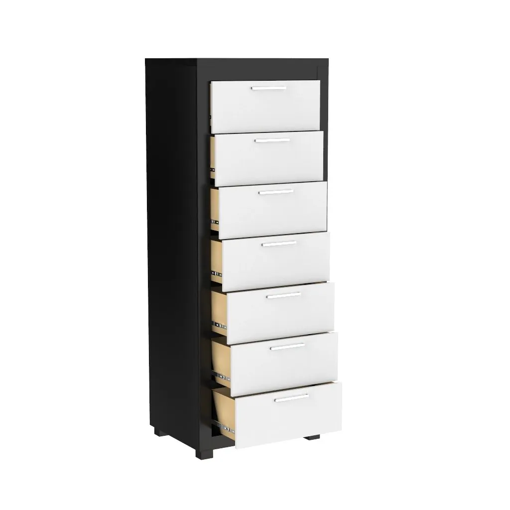 Standing Bureau - 7 drawer - Aria - Java and white