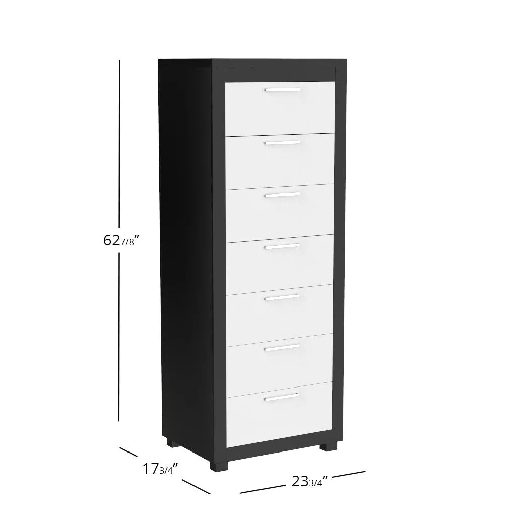 Standing Bureau - 7 drawer - Aria - Java and white