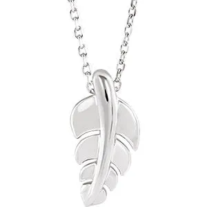 Sterling Silver 14.5x7.2 mm Leaf 16-18" Necklace