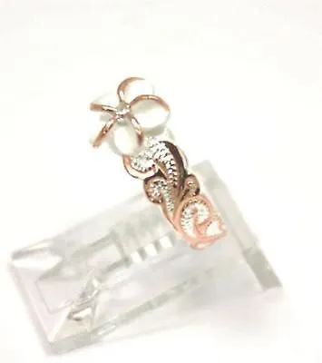 STERLING SILVER 925 PINK ROSE GOLD HAWAIIAN PLUMERIA FLOWER SCROLL TOE RING