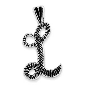 Sterling Silver Antiqued & Textured Letter L Chain Slide