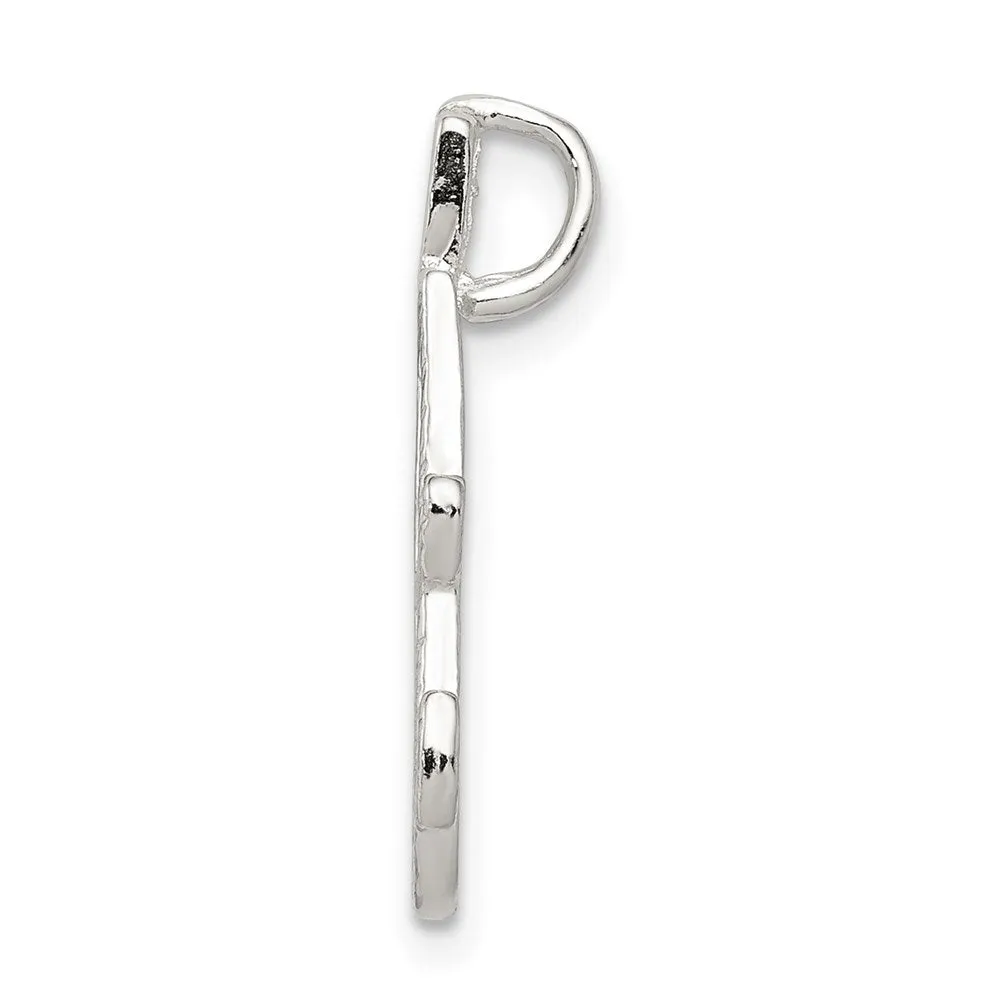 Sterling Silver Polished & Textured Letter A Initial Chain Slide