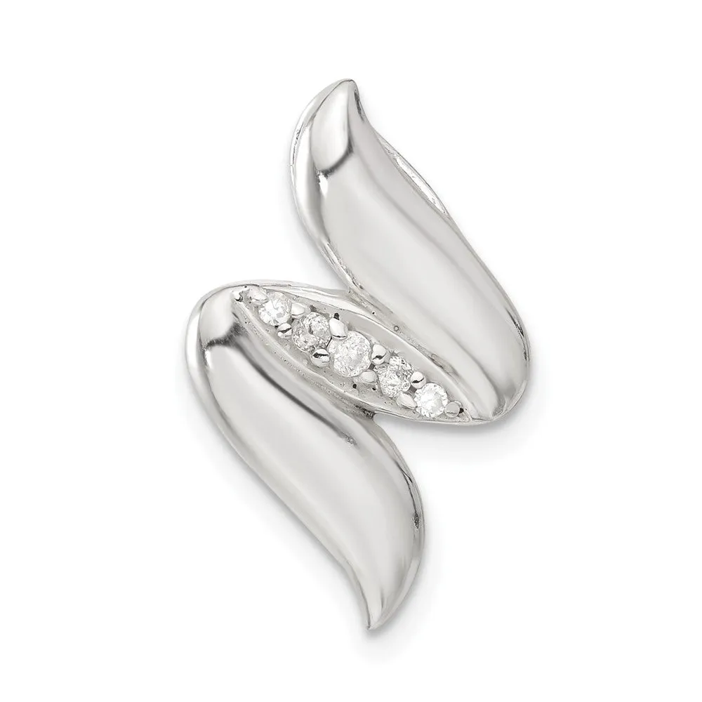 Sterling Silver Polished CZ Slide