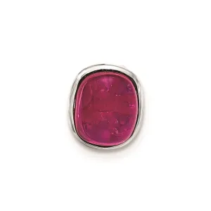 Sterling Silver Polished Synthetic Red Bead Pendant