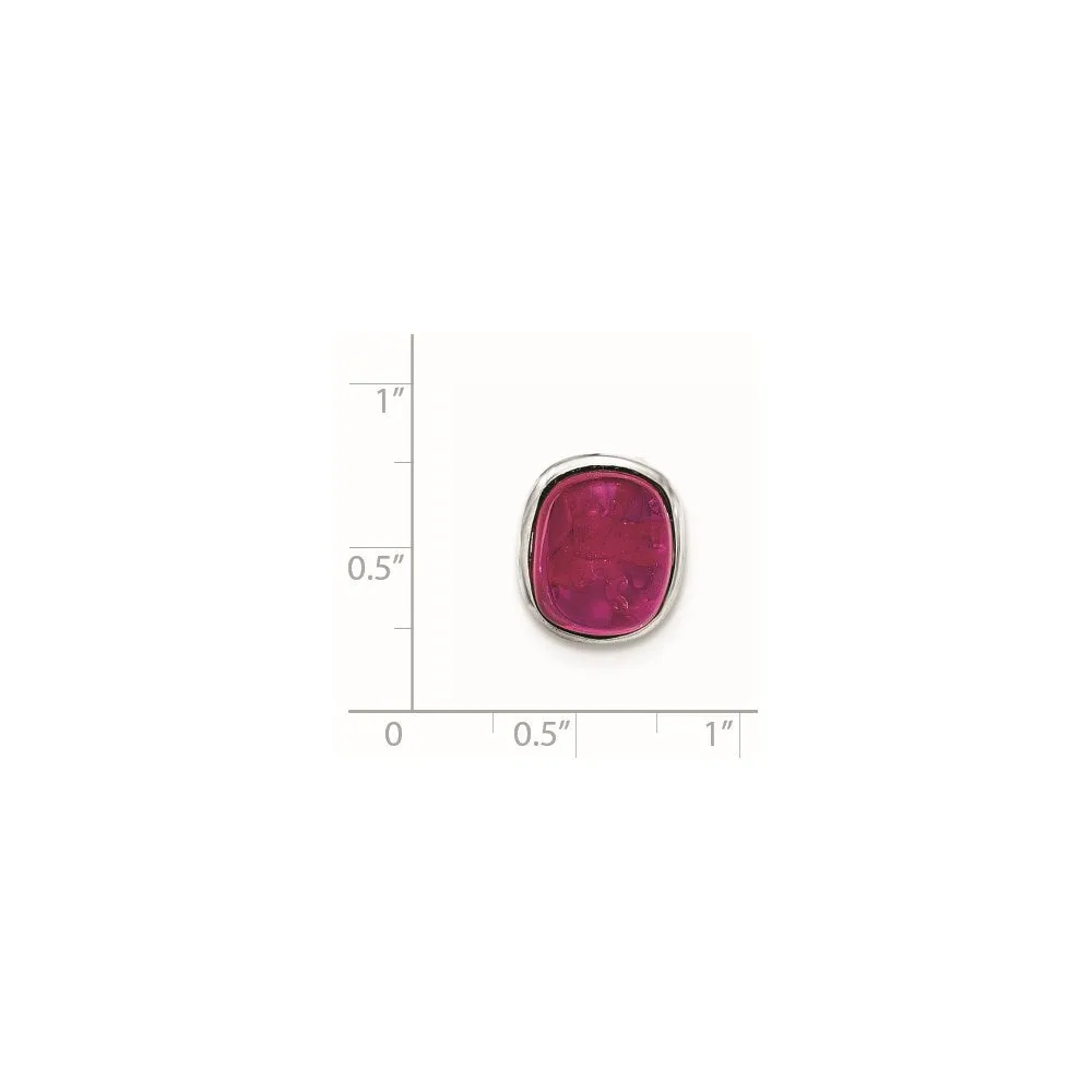 Sterling Silver Polished Synthetic Red Bead Pendant