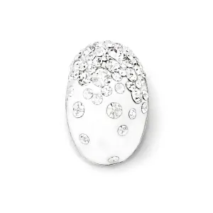 Sterling Silver Rhodium White Clay & Preciosa Crystal Chain Slide Pendant