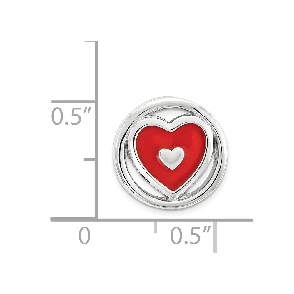 Sterling Silver Stackable Expressions Small Red Enameled Heart Chain Slide