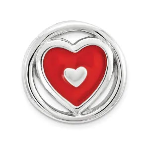 Sterling Silver Stackable Expressions Small Red Enameled Heart Chain Slide