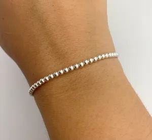 Sterling Silver Stretchy Beaded Bracelet