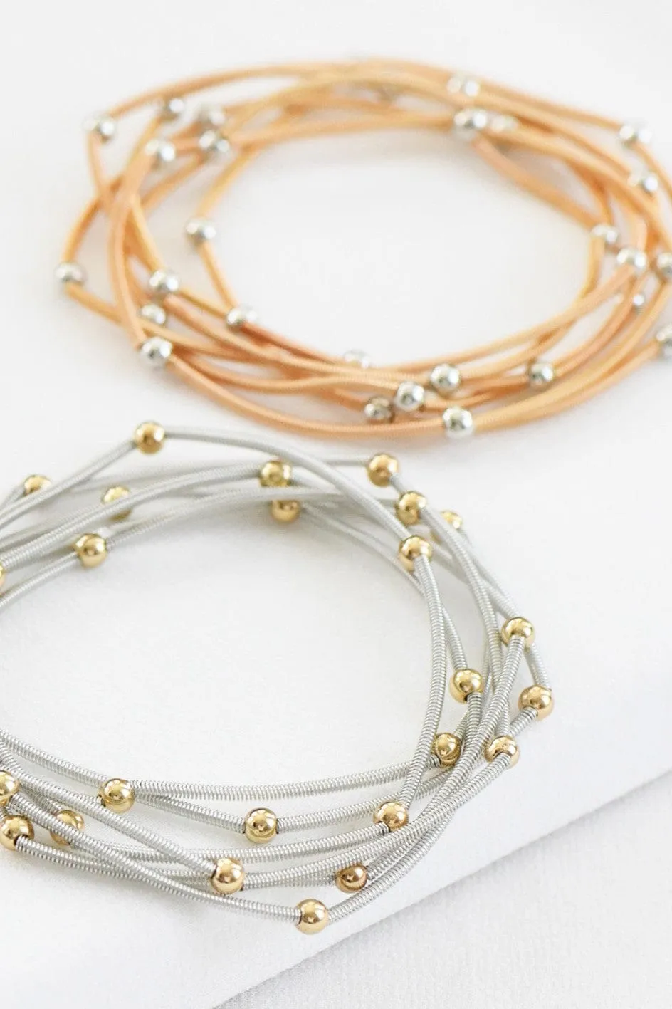 Stretchy Beaded Guitar String Bracelet Sets In Multi
