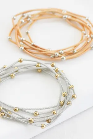 Stretchy Beaded Guitar String Bracelet Sets In Multi
