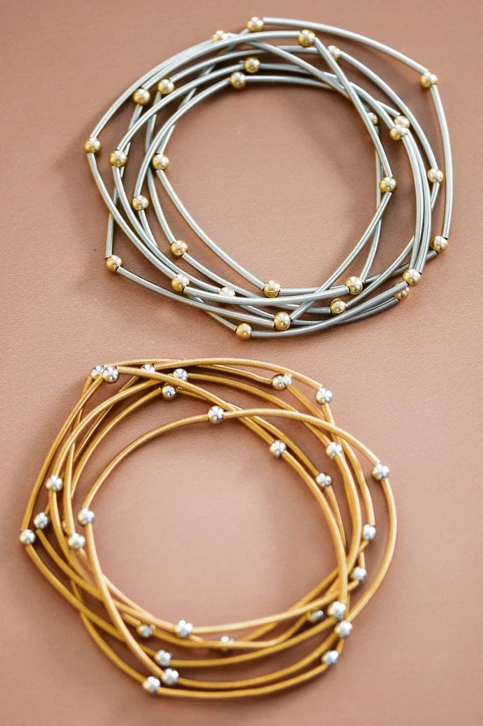 Stretchy Beaded Guitar String Bracelet Sets In Multi