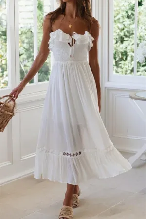 Summer Solstice Strapless Midi Dress - White