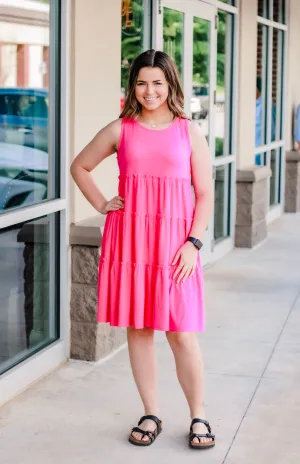 Summer Tropics Tank Dress in Fuchsia