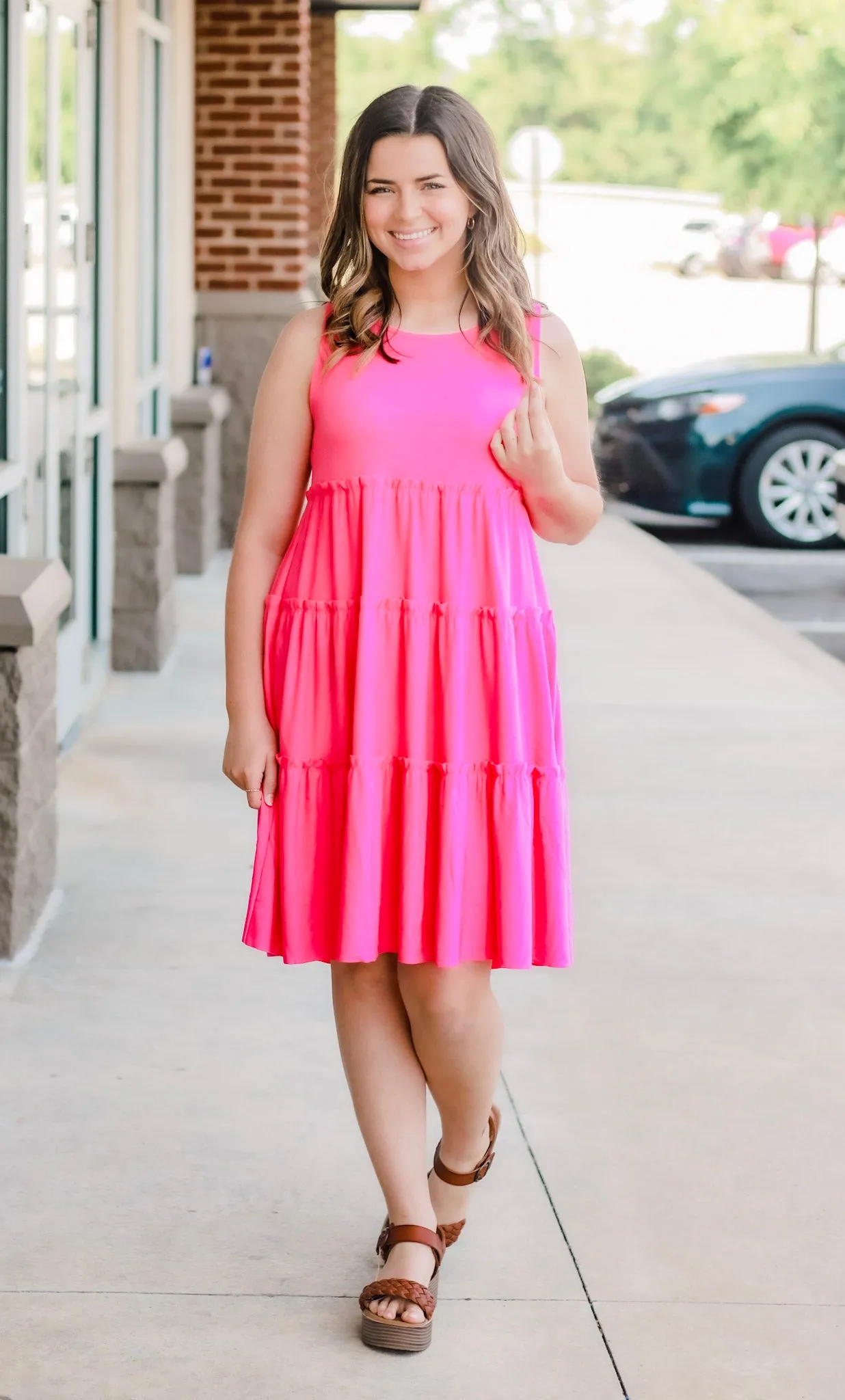 Summer Tropics Tank Dress in Fuchsia