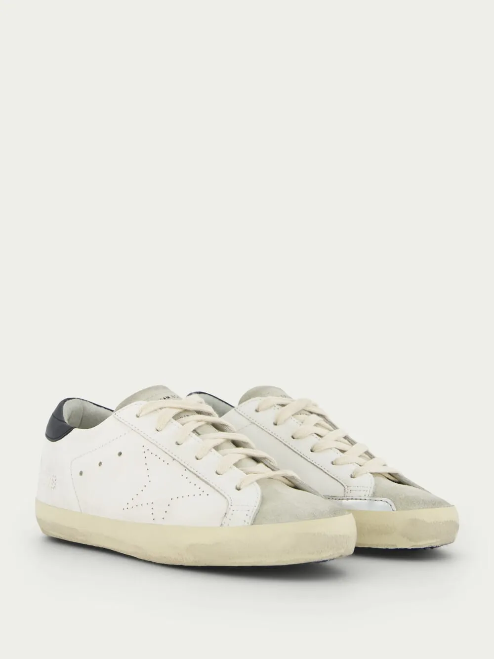 Super-Star Distressed Lace-Up Sneakers